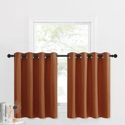 NICETOWN Kitchen Curtains - Room Darkening Thermal Insulated Thick Soft Valances, 36 Inch Length Short Curtains for Living Room/Bathroom Decor, 2 Panels, 52" W x 36" L, Burnt Orange