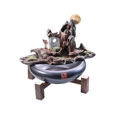 BONAD Indoor Fountain Tabletop Fountain New Chinese Retro Water Fountain Bedroom Living Room Decoration Ceramic Atomized Desktop Fountain Office Desk Lucky Waterfall Fountain Meditation Fountain
