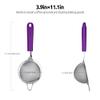 18/8 Stainless Steel Mesh Strainer: U-Taste 3.9 Inch Kitchen Fine Mesh Sieve Food Colander with Riveted Sturdy Silicone Handle and 30 Mesh Hole for Straining Flour, Quinoa, Tea, Juice (Purple) view 2