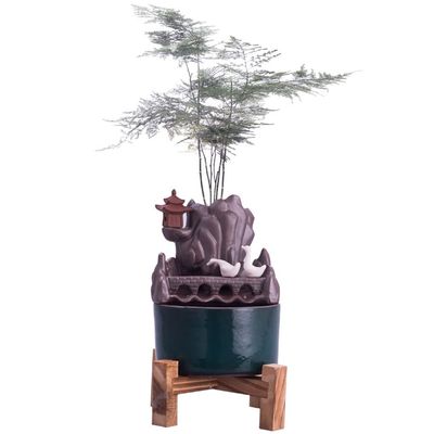 BONAD Indoor Fountain Tabletop Fountain New Chinese Style High Mountain Running Water Desktop Fountain Interior Decoration Mini Ceramic Table Fountain Meditation Fountain