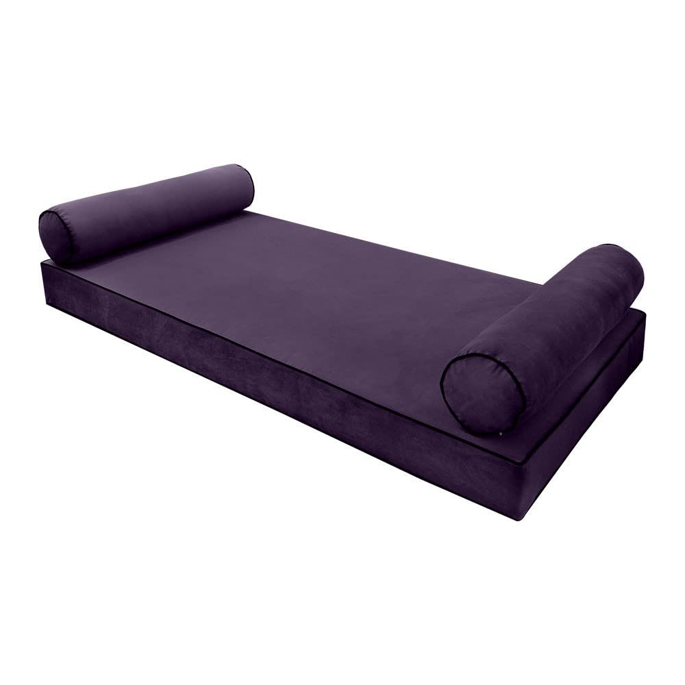 SLIPCOVER ONLY V5 Velvet Indoor Daybed Mattress Pillow Contrast Trim Twin-XL AD339