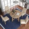 P PURLOVE 5pc Dining Table Set, Farmhouse Dining Table Set Wood Round Extendable Dining Table and 4 Upholstered Dining Chairs (Natural Wood Wash) view 2