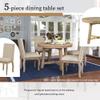 P PURLOVE 5pc Dining Table Set, Farmhouse Dining Table Set Wood Round Extendable Dining Table and 4 Upholstered Dining Chairs (Natural Wood Wash) view 4