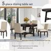 P PURLOVE 5pc Dining Table Set, Farmhouse Dining Table Set Wood Round Extendable Dining Table and 4 Upholstered Dining Chairs (Espresso) view 4