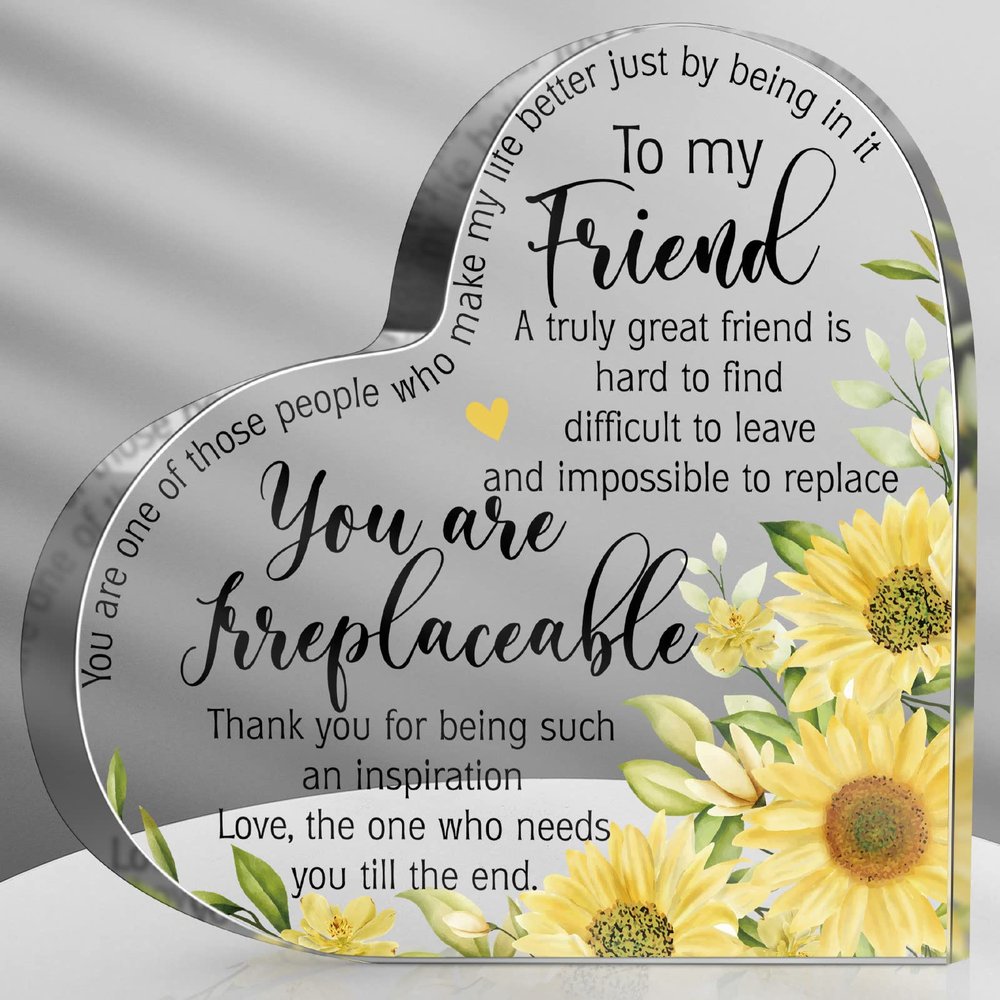 Spiareal Friends Gifts for Women Friendship Graduation Plaque Best Flower Sister Birthday Bestie Thank You Gift for Teacher Mom Female Acrylic Friendship(Warm Style)