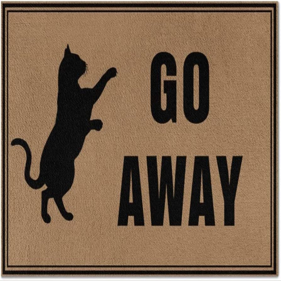 SXU Go Away Funny Cat Doormat Go Away Door Mat Rubber Non-Slip Entrance Rug Floor Mat Balcony Mat Funny Home Decor Indoor Mat 20x32inch