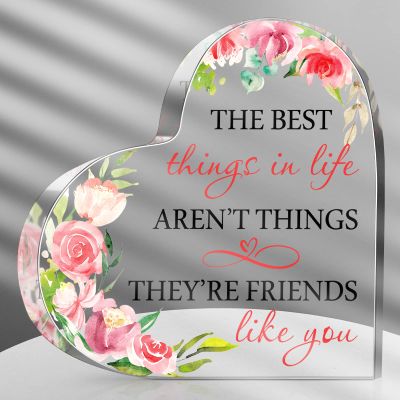 Spiareal Friends Gifts for Women Friendship Graduation Plaque Best Flower Sister Birthday Bestie Thank You Gift for Teacher Mom Female Acrylic Friendship(Sweet Style)
