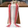 4.6Ft Chiffon Table Runner Wedding Tablerunner,Stripes Red White Sheer Tulle Gauze Table Cloth for Kitchen Dinner Dining Party,Classic Casual Bohemian Geometric Art Decor Bedroom Scarfs Decor view 1