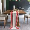 4.6Ft Chiffon Table Runner Wedding Tablerunner,Stripes Red White Sheer Tulle Gauze Table Cloth for Kitchen Dinner Dining Party,Classic Casual Bohemian Geometric Art Decor Bedroom Scarfs Decor view 2