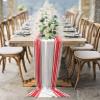 4.6Ft Chiffon Table Runner Wedding Tablerunner,Stripes Red White Sheer Tulle Gauze Table Cloth for Kitchen Dinner Dining Party,Classic Casual Bohemian Geometric Art Decor Bedroom Scarfs Decor view 4