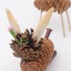 Altsuceser 1 Pair Pine Cones Squirrel Rabbit Deer Cat Figurines Ornaments, Handmade PineCones Wooden Animal Statues Ornaments for Desk Table Decorative B view 2