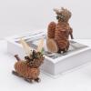 Altsuceser 1 Pair Pine Cones Squirrel Rabbit Deer Cat Figurines Ornaments, Handmade PineCones Wooden Animal Statues Ornaments for Desk Table Decorative B view 4