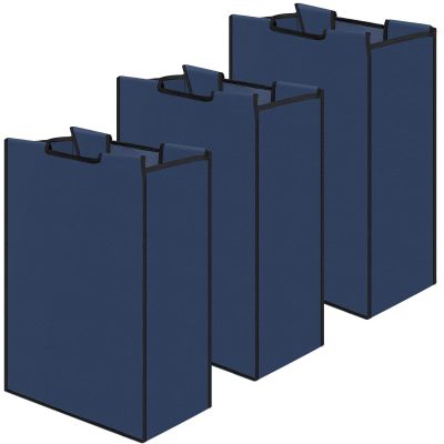 Bonuci 3 Pcs Laundry Sorter Replacement Bags Hamper Cart Removable Replacement Laundry Storage Organizer Bag Hamper Liner, No Hooks 14.76 x 8.66 x 21.65 Inch (Dark Blue)