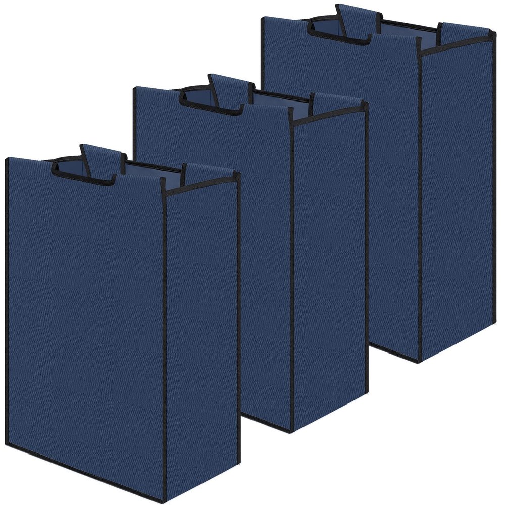 Bonuci 3 Pcs Laundry Sorter Replacement Bags Hamper Cart Removable Replacement Laundry Storage Organizer Bag Hamper Liner, No Hooks 14.76 x 8.66 x 21.65 Inch (Dark Blue)