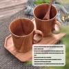 280ml Wooden Mug Cup with Handle,Wooden Cup,Travel Camping Mugs for Home Restaurest, for Hot Drinks,Jujube Wood for Office Tea Coffee Water Wine Whisky, Wooden Mug Jujube Wood Cup Drinking Coffee view 3