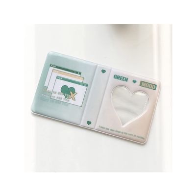 BAN.P 3 Inch Love Heart Hollow Name Card Book Photo Album Card Collection Photocard Cute Card Binder Holder 36 Pockets (Color : Army Green, Size : 8.7 * 10.*2.5CM)
