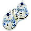 Polmedia Polish Pottery Seasoning Set - Blue Grapevine Pattern Handmade in Boleslawiec Poland by Ceramika Artystyczna + Certificate of Authenticity view 1