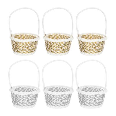 6 Pack Woven for Storage Wicker Pantry Basket Lid Handheld Fruit Multi-Functional Household Egg Basket