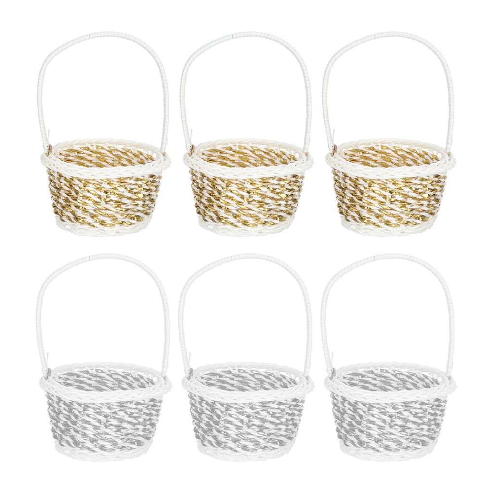 6 Pack Woven for Storage Wicker Pantry Basket Lid Handheld Fruit Multi-Functional Household Egg Basket