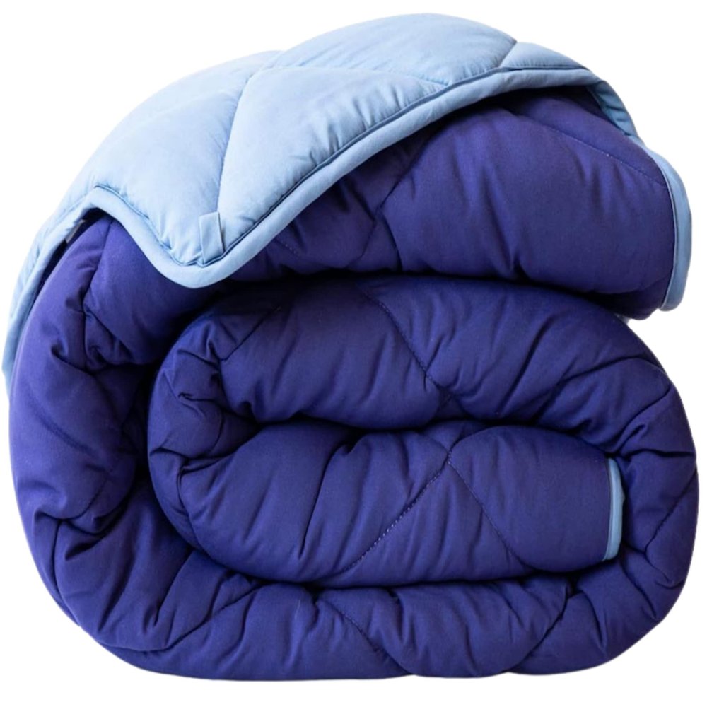 5 Piece Super King Comforter Set All Season 800 TC Cotton Light Blue/Dark Blue Duvet Insert Super King 120x120
