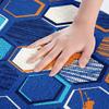 Honeycomb Kids Bath Mats,Geometric Hexagon Patchwork Mats Rugs for Girls Boys Adults,Modern Fashion Bath Carpets,Blue Orange Bright Bath Rugs,Absorbent Floor Mats,16Wx24L Inches view 2