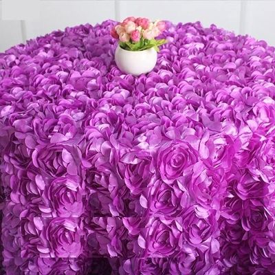 1Pc Wedding Table Cloth 120-280cm Round Embroider Table Cover Rosette Rose Flower Table Linen Hotel Banquet Party Round Table Decoration (Color : Plum, Size : 280cm Round)