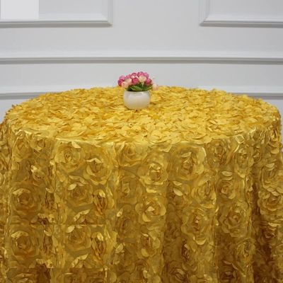 1Pc Wedding Table Cloth 120-280cm Round Embroider Table Cover Rosette Rose Flower Table Linen Hotel Banquet Party Round Table Decoration (Color : Gold, Size : 180cm Round)