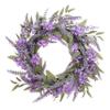 24" Artificial Lavender Floral Spring Wreath with Green Leaves view 1
