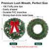 24" Prelit Christmas Door Wreath with 50 Lights & Timer & Remote - USB Powered Lighted Wreath with Snow Pinecone White Berries Bow & Wreath Hanger for Front Door Christmas Decorations view 3
