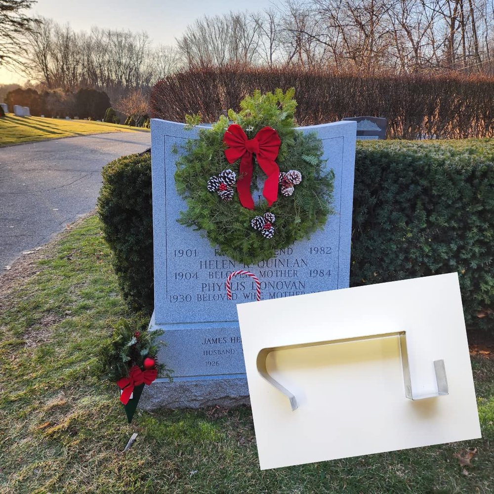 Roventeur Wreath Hanger Flex 7-9" - Headstone Wreath Hanger - Flexible Fit for Tombstones 7"-9" - Solid Aluminum - Rust and Stain Resistant