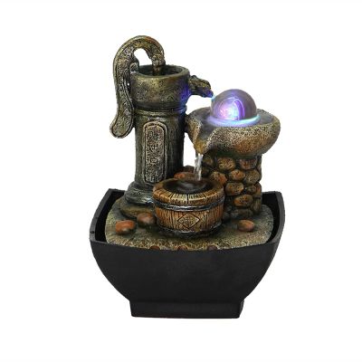 BONAD Indoor Fountain Indoor Desktop Water Fountain Home Relaxation Fountains Waterfall Lucky Feng Shui Water Sound Table Ornaments for Office Home Desk Decor Meditation Fountain (Color : 1)