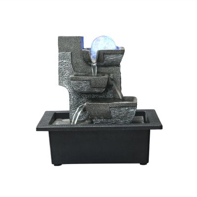 BONAD Indoor Fountain Desktop Water Fountains LED Crystal Ball Lucky Feng Shui Home Decor Peaceful Water Sound,for Office Desktop Decor Meditation Fountain (Color : B)