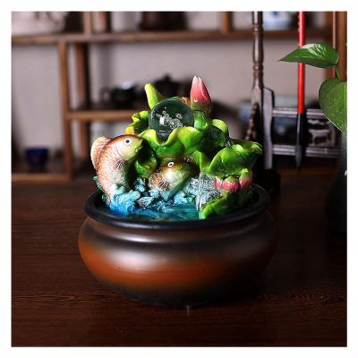 BONAD Indoor Fountain Desktop Water Fountains FengShui Ornaments Desktop Led Waterfall Fountain Indoor Waterscape Tabletop Water Fountain Creative Decorations Meditation Fountain (Color : B)