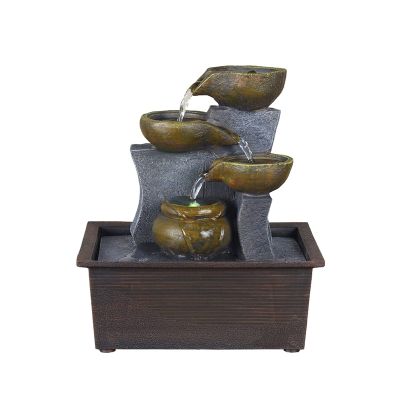 Indoor Fountain Indoor Desktop Water Fountain Home Relaxation Fountains Waterfall Lucky Feng Shui Water Sound Table Ornaments for Office Home Desk Decor Meditation Fountain (Color : Brass)