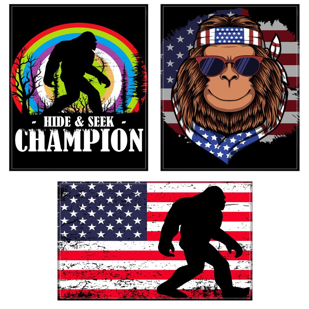 Enthoozies Bigfoot 2.5" x 3.5" Refrigerator Magnets - 3 Pack