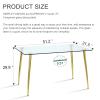 51" Rectangular Glass Dining Table for 4-6 -Mid Century Modern with Tempered Glass TabletopGold Plated LegsSpace SavingDinner Table for Kitchen ApartmentHome OfficeEasy Assembly view 2