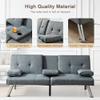 66 Modern Futon Sofa Bed Couch: Linen Fabric,2 Cup Hodlers,Removable Armrests,Convertible Folding Loveseat Sleeper for Living Room Bedroom Small Space Apartment view 3
