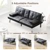 66 Modern Futon Sofa Bed Couch: Linen Fabric,2 Cup Hodlers,Removable Armrests,Convertible Folding Loveseat Sleeper for Living Room Bedroom Small Space Apartment view 3