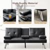 66 Modern Futon Sofa Bed Couch: Linen Fabric,2 Cup Hodlers,Removable Armrests,Convertible Folding Loveseat Sleeper for Living Room Bedroom Small Space Apartment view 4