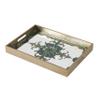 Benjara Miki 18 Inch Decorative Tray, Artistic Mirrored Damask Pattern, Gold Finish view 1