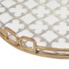 Benjara Sui 18 Inch Round Decorative Tray, Glass Bottom and Gold Geometric Frame view 4