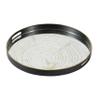 Benjara 18 Inch Decorative Tray, Round Black Wood Frame, Mirrored Bottom view 1