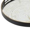 Benjara 18 Inch Decorative Tray, Round Black Wood Frame, Mirrored Bottom view 4