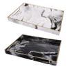 Benjara 19, 18 Inch Set of 2 Modern Decorative Trays with Rims, Black and White view 1