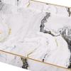 Benjara 19, 18 Inch Set of 2 Modern Decorative Trays with Rims, Black and White view 3