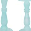 Benjara Qui 14, 11 Inch Candle Holders, Turned Pedestal, Blue Glass, Set of 2 view 2