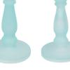 Benjara Qui 14, 11 Inch Candle Holders, Turned Pedestal, Blue Glass, Set of 2 view 4