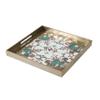 Benjara Miki 20 Inch Square Decorative Tray, Artisan Mirrored Damask Pattern, Gold view 1