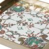 Benjara Miki 20 Inch Square Decorative Tray, Artisan Mirrored Damask Pattern, Gold view 2