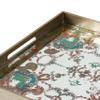 Benjara Miki 20 Inch Square Decorative Tray, Artisan Mirrored Damask Pattern, Gold view 3